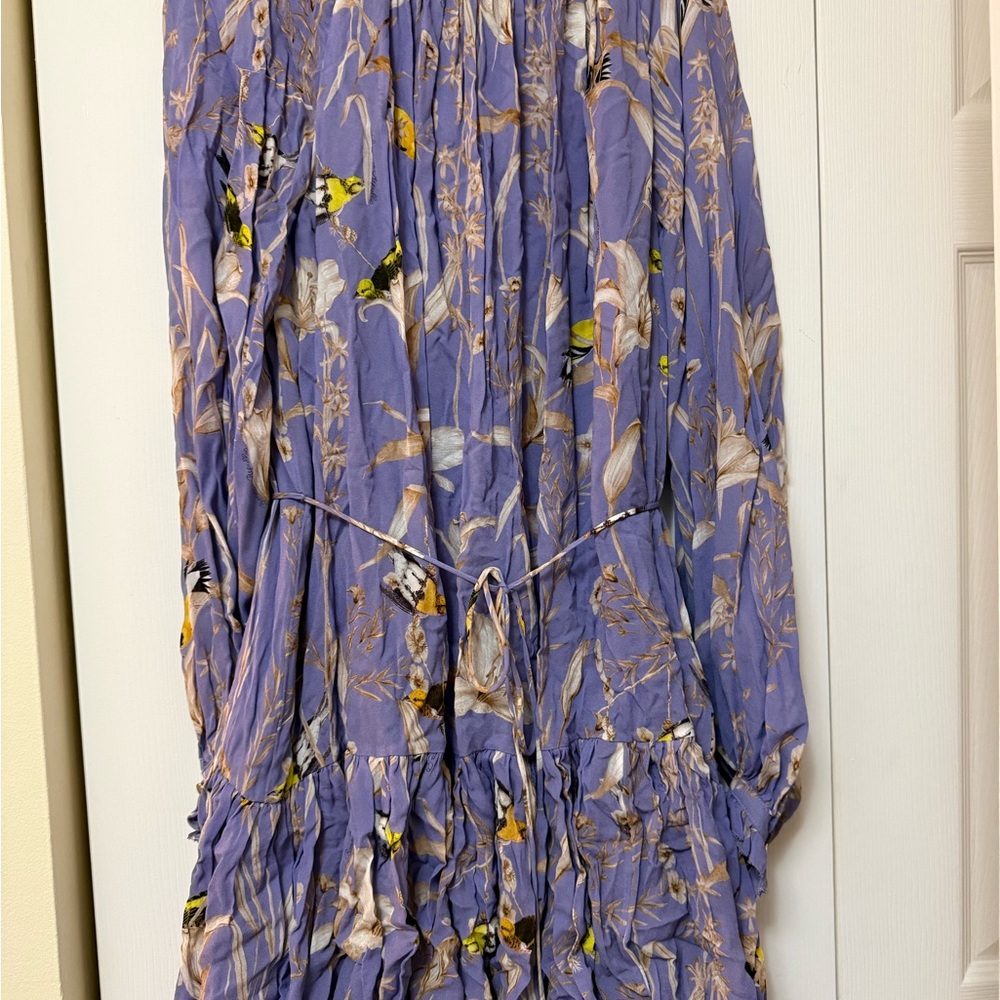 Banana Republic Purple Floral Long Sleeve Dress